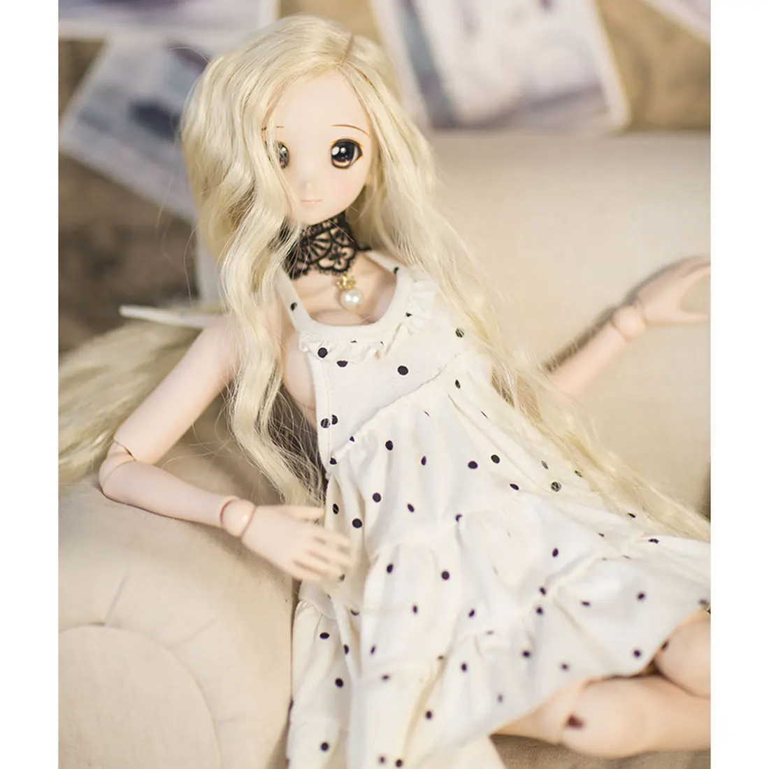 

MODIKERBJD Milky White Dots Slip Dress for 1/4 BJD Dolls - No Doll