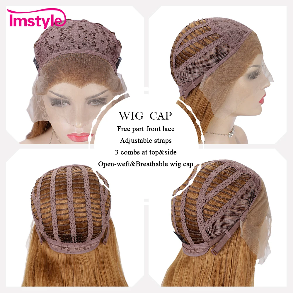 Парики Imstyle на сетке спереди для женщин короткие светлые термостойкие волоконные