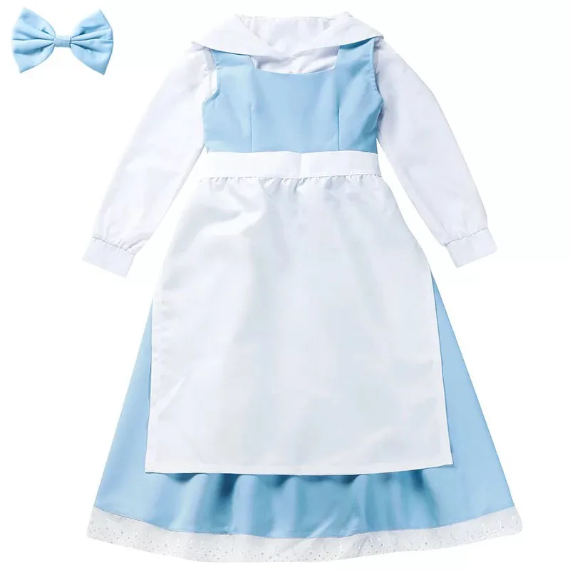 Костюм горничной белого и синего цвета на Хэллоуин для девочек