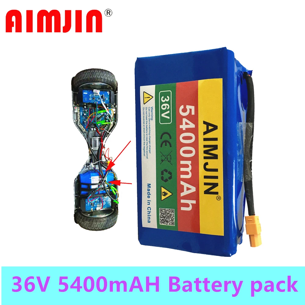 

36V 5.4Ah 5400mah High Drain 2 Wheel Electric Scooter Self Balancing Lithium Battery Pack for 2 Wheel Self Balancing Vehicle