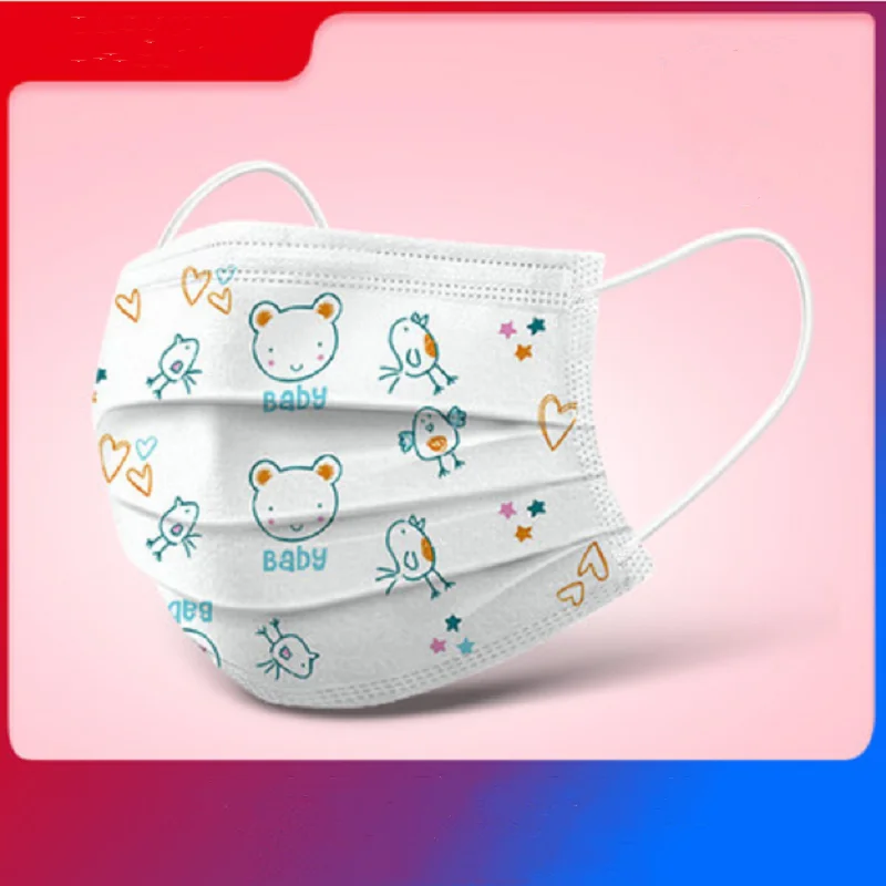 

50PCS Children Face Mouth Masks Disposable Meltblown Anti Dust Protective Respirator Earloop Cartoon Cute Pattern Masks