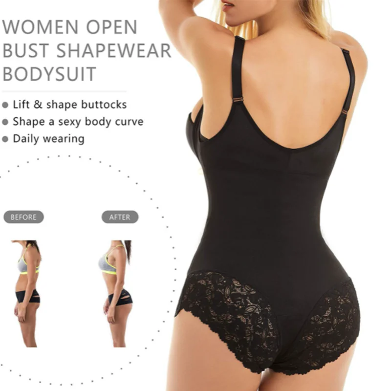 Fajas Colombianas Body Shaper Women Belly Sheath Waist Trainer Slimming Compression Open Bust Shapewear Zipper Bodysuit Skims