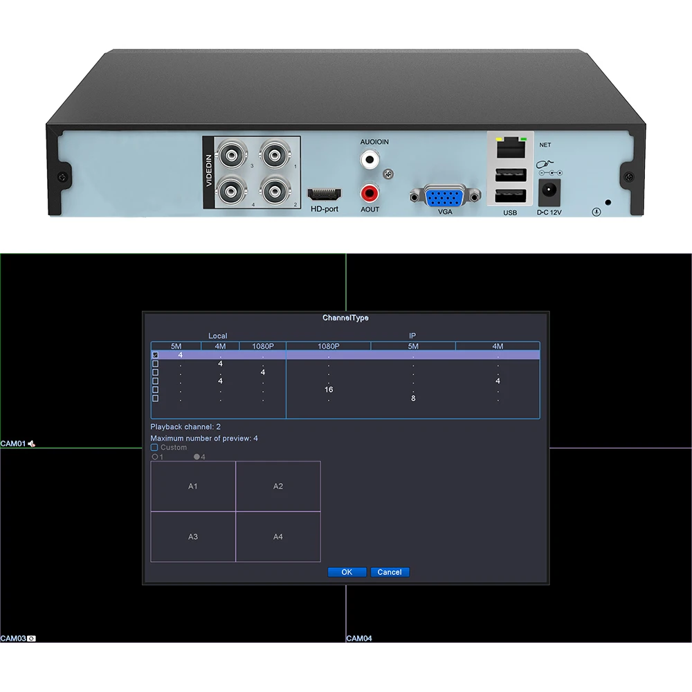 6 в 1 гибридный видеорегистратор с функцией распознавания лиц H.265 AHD DVR 4/8 каналов NVR