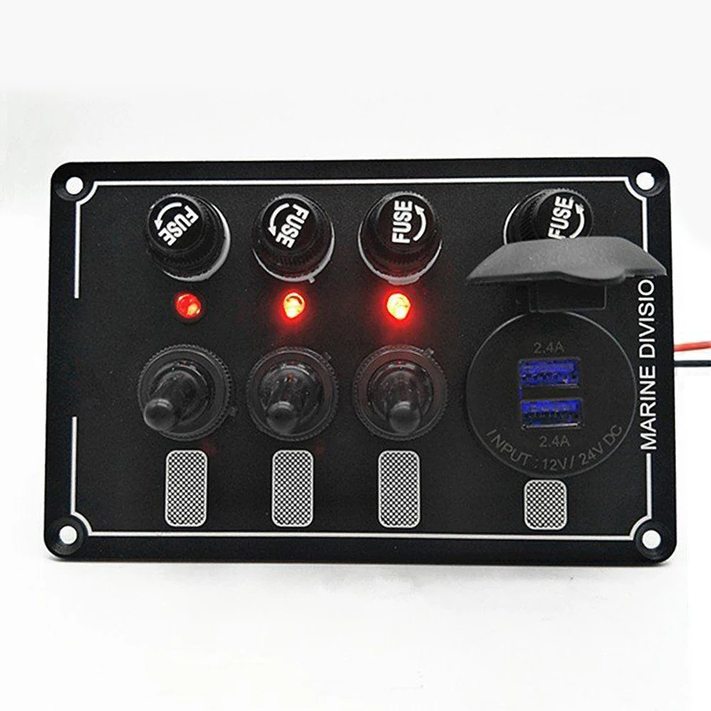 

Автомобильное зарядное устройство VODOOL, 3-х клавишная переключатель, переключатель, панель 12 В/24 В для автомобиля, морской выключатель, свето...