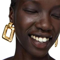 punk hip hop style trend fashion brushed geometric square classic women personality temperament nightclub party fine earrings
