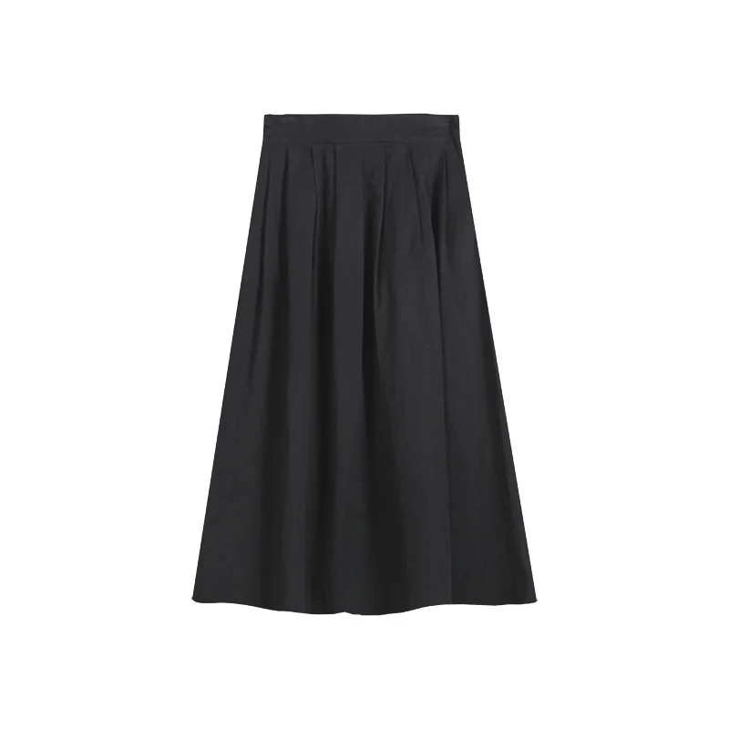 

French Vintage 2021 Summer New A Line Skirts for Women High Waist Solid Office Lady All Match Faldas Mujer Moda Simple Elegant