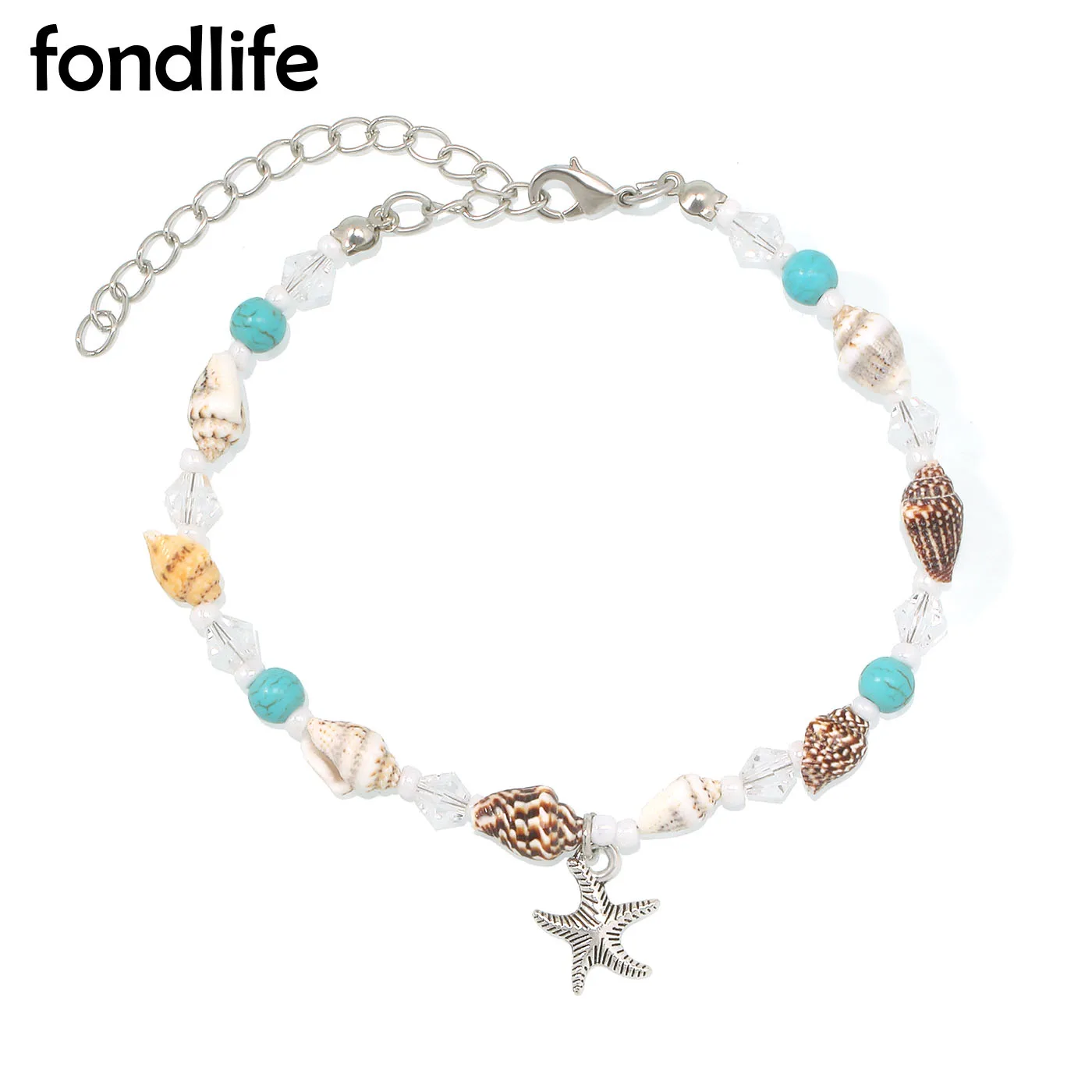 

Sea Snail Zinc Alloy Starfish Pendant Chain Anklet 2021 New Fashion Glass Seed Beads Crystal Summer Nice Pretty Cute Jewelry Her