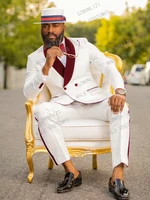 double breasted suit latest coat pant designs white floral tuxedo burgundy lapel party dress groom suit men suit for wedding