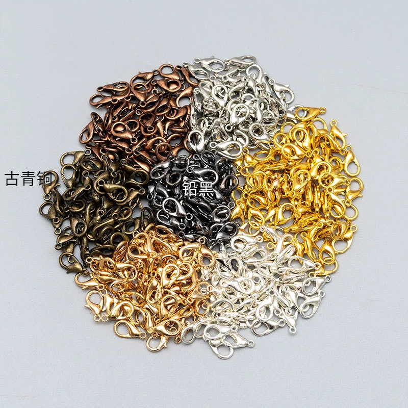

50pcs/lot Gold Silver Color 12mm Metal Lobster Clasps For Bracelet End Caps Clasps Round Leather Cords DIY Jewelry Making