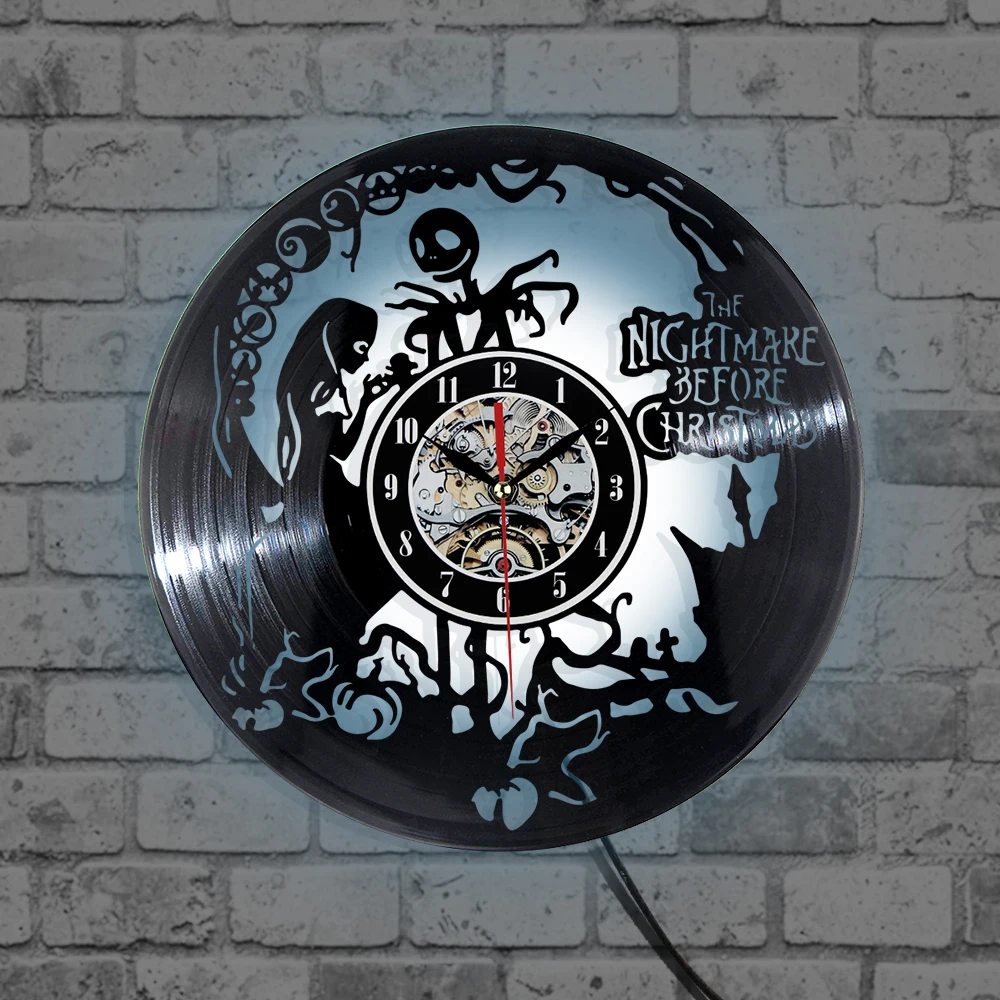 Виниловые настенные часы с записью Кошмар перед Рождеством тема CD Запись 3D