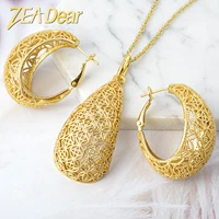 zeadear jewelry set fashion copper hot selling earrings pendent necklace for women girl romantic sets for daily wear party gift