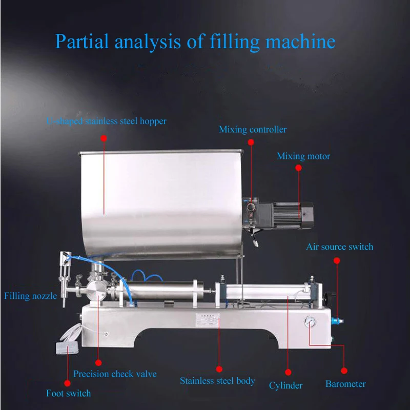 80L Pneumatic liquid paste filling machine for face cream tomato sauce peanut butter mixing type | Бытовая техника