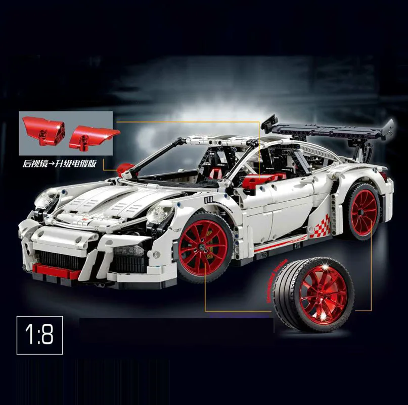 without motor part DHL 20087 MOC-16915 McLaren P1 скоростной автомобильный набор приложение RC моторная техника автомобильные игрушки строительные блоки кирпичи детские игрушки рождественские подарки - Цвет: without motor part