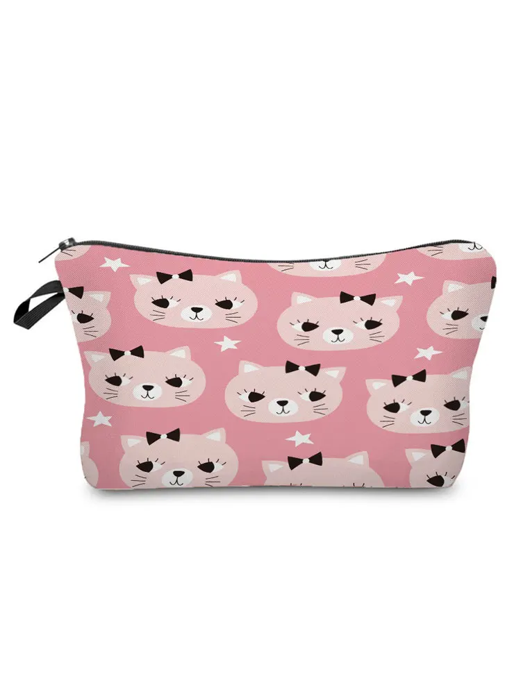 

Lovely Printed Cat Cosmetics Organizer Bag Pretty Women's Makeup Bag High Quality Storage Bags for Women Small Women's Bag