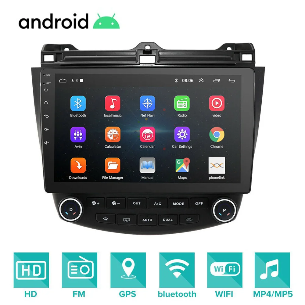 Android 9 1 автомобильный без dvd плеера gps навигация авто радио для Honda Accord 2003 2007