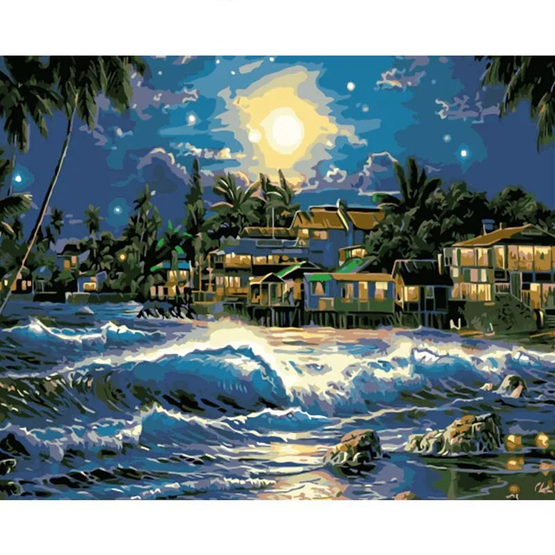 Bay Town. Краска ручной работы высококачественный холст красивая краска по номерам
