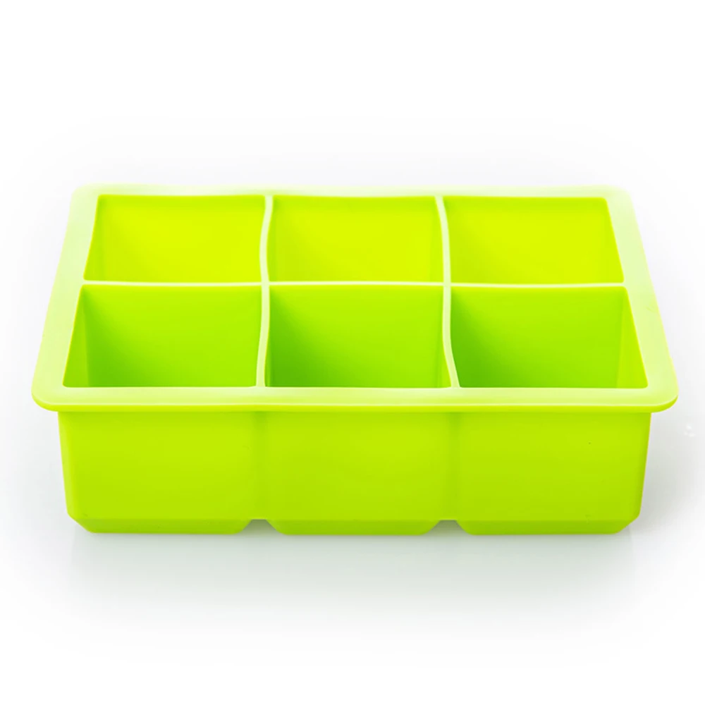 

6 Big Grids Food Grade Silicone Ice Cube Maker For Ice Candy Cake Pudding Chocolate Diy Mold Square Tray Kitchen Accessories