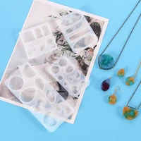 diy necklace pendant casting silicone mould kit with keyrings earring art crafts making tools rectangle crystal epoxy resin mold