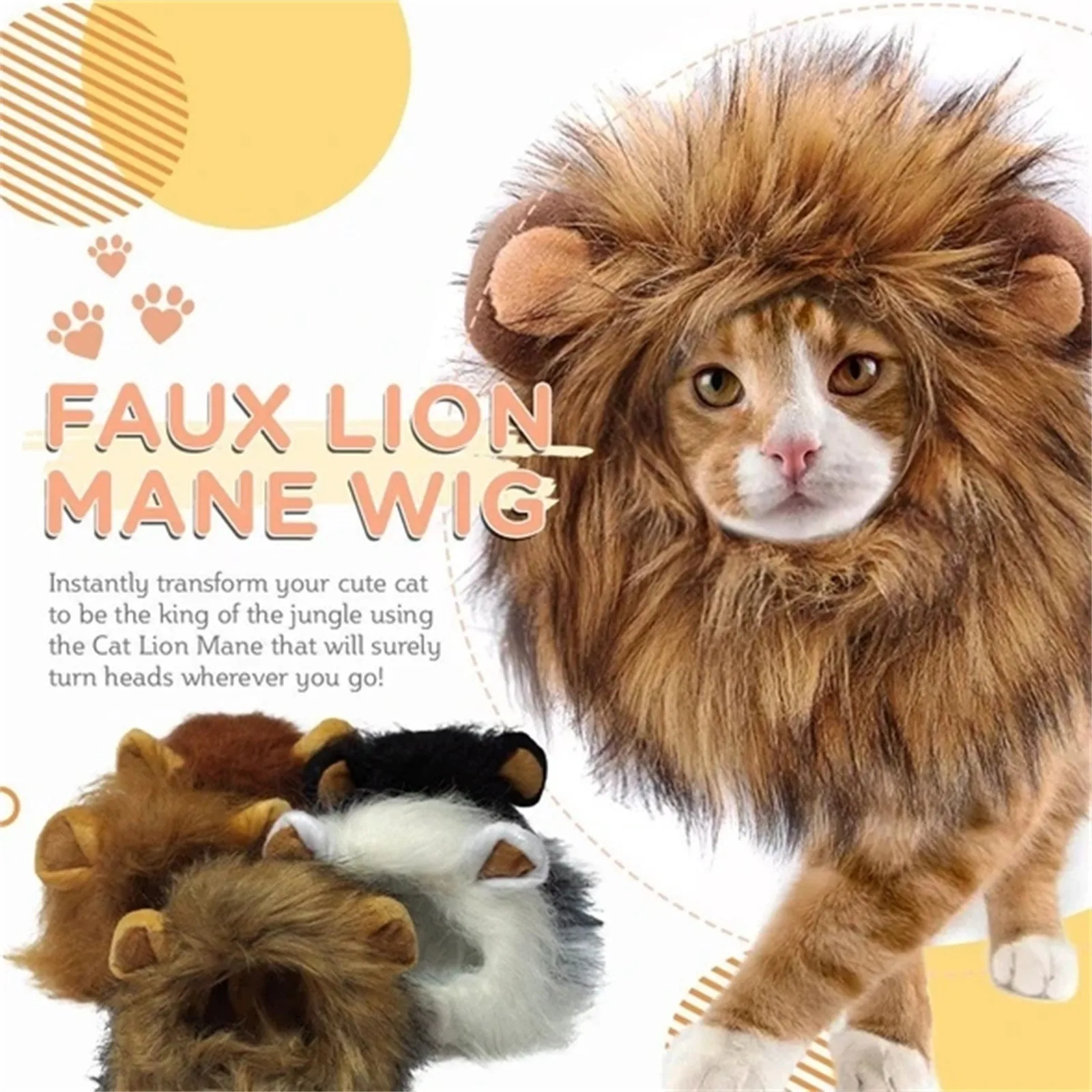 Забавные маленькие Искусственные парики для кошек и собак одежда Хэллоуина