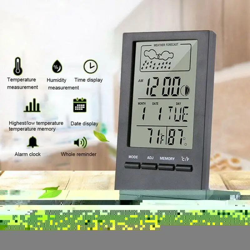 

Lcd Digital Indoor Room Thermometer Hygrometer Temperature Digital Clock Humidity Thermometer Meter P2L1