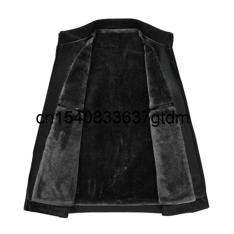 

Winter 2021 new men's fattening plus plush leather jacket for men's fat collar business casual leather jacket