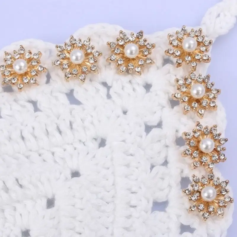 10 шт./компл. 17 мм Стразы искусственный жемчуг снежинки кнопки Flatback Шпилька