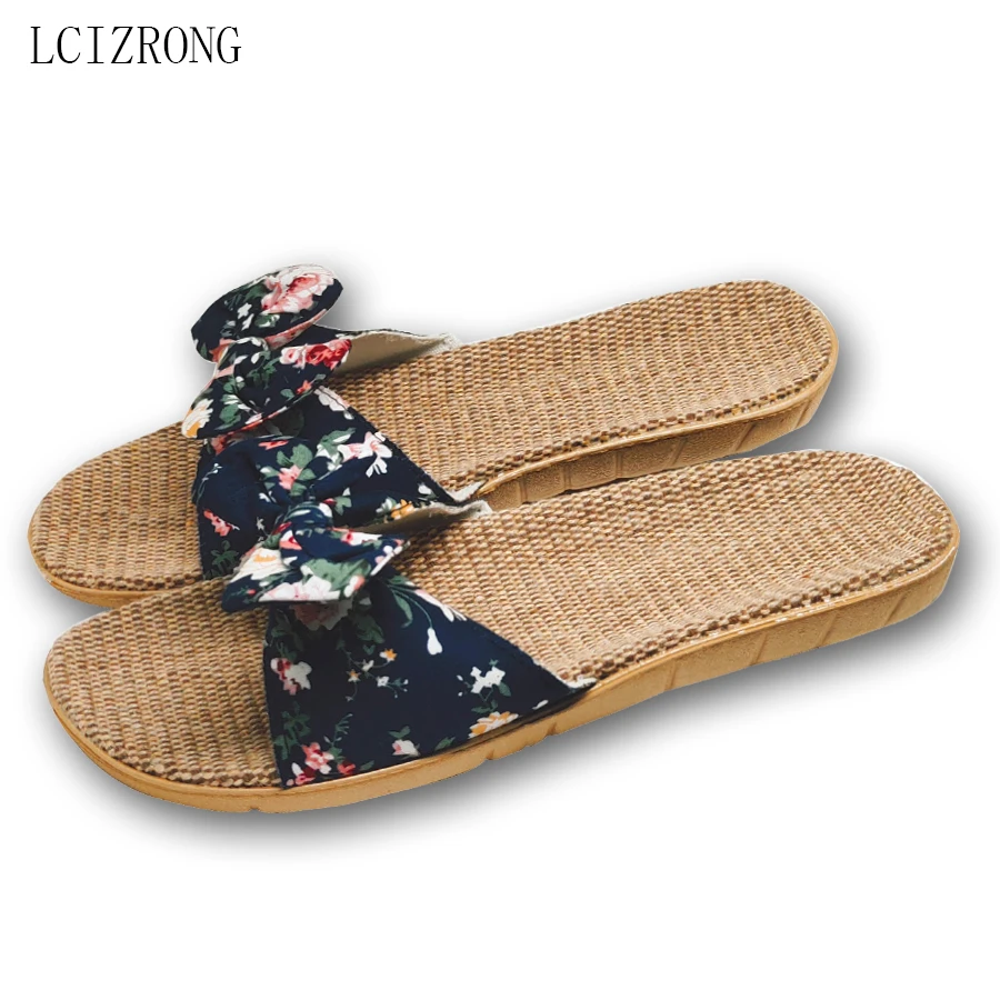 Шлепанцы LCIZRONG женские льняные пляжные домашние тапочки Нескользящие семейные 6