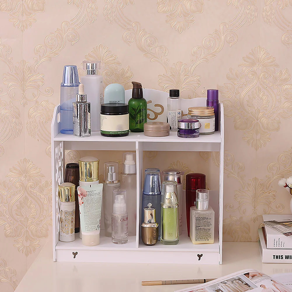 

Белая корзина для хранения мелких предметов с отверстиями, цветочный дизайн, стол для макияжа, деревянный необходимый держатель, вентилиру...