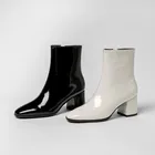 Женские кожаные ботинки на высоком каблуке, черные или белые Элегантные ботильоны, зимняя обувь, 2022
