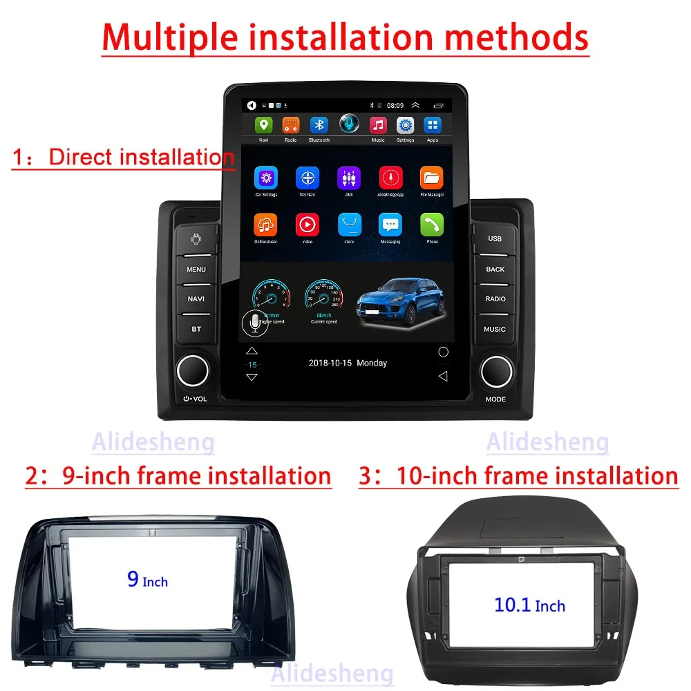 9.5 &quot Inch 2Din Android Car Radio Multimedia for 9 &quot/10&quot frame Tesla Style Vertical Screen For VW Nissan Hyundai Kia Toyota LADA |