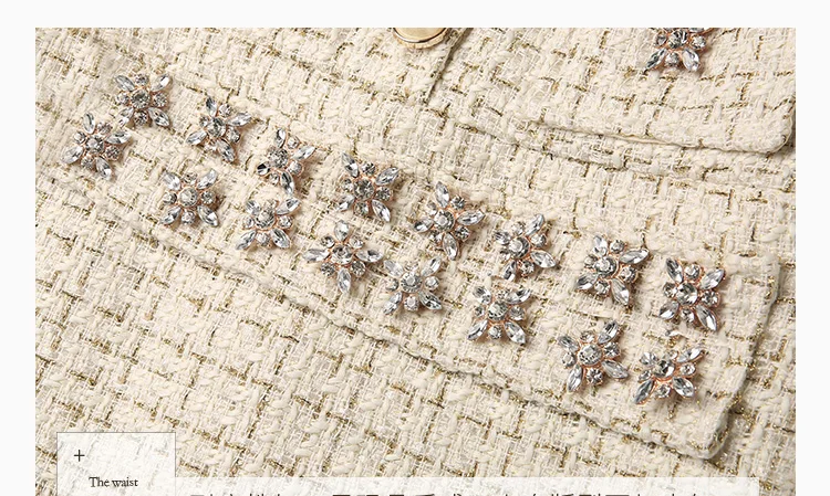 2019 Новое Осеннее твидовое Платье женское весеннее Винтажное с отделкой бусинами