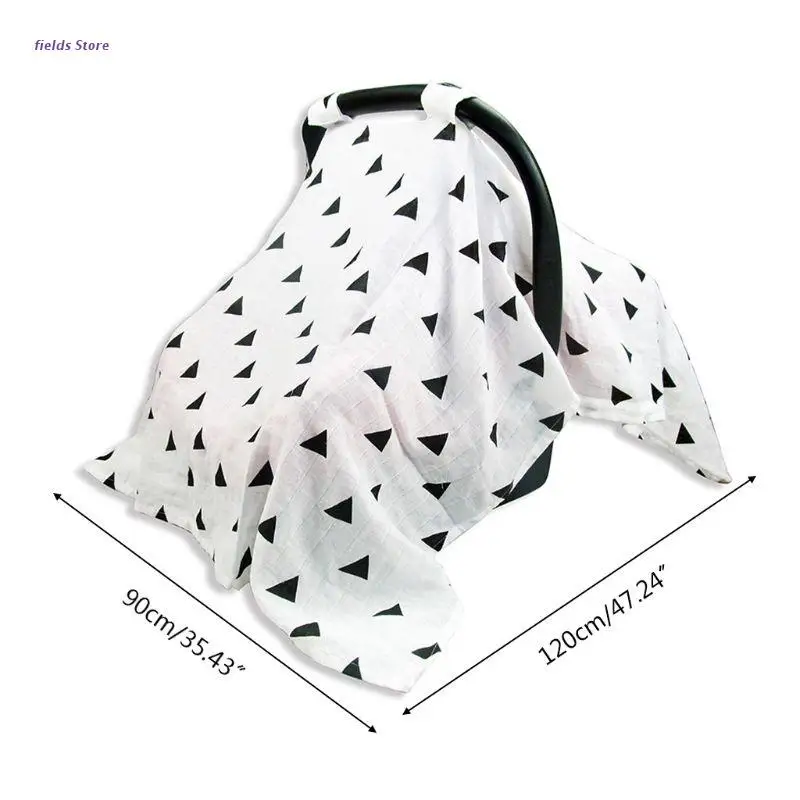 

Muslin Nursing Cover Breathable Baby Basket Cover Double-Layer Newborn Car Seat Shading Mat