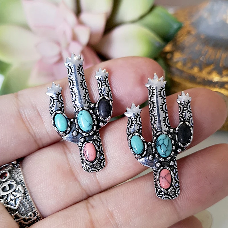 

Cute Cactus Earrings for Women Vintage Stud Resin Earrings Bijoux High Quality Bohemian Jewelry Accessories Wholesale D4D341