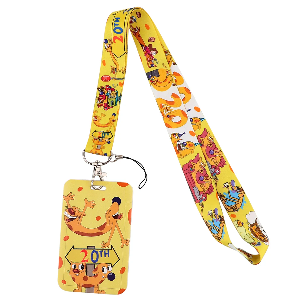 

Ransitute R2415 Yellow Cat Funny Dog Personality ID Card Holder Bus Card Holder Staff Card Lanyard For Keys Phone DIY Hang Rope