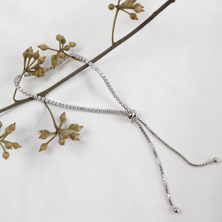 100% стерлингового серебра 925 Браслеты для женщин Хрустальная подвеска с цирконом