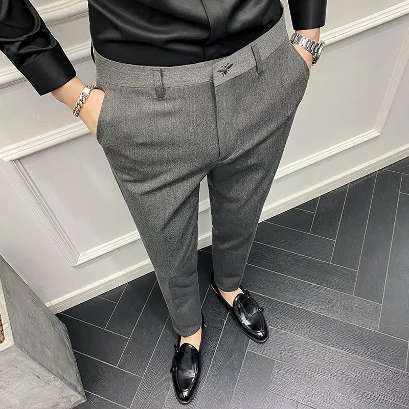 

High quality suit trousers 2021 spring new men's business fashion casual small feet slim trousers men's clothing pants size 42