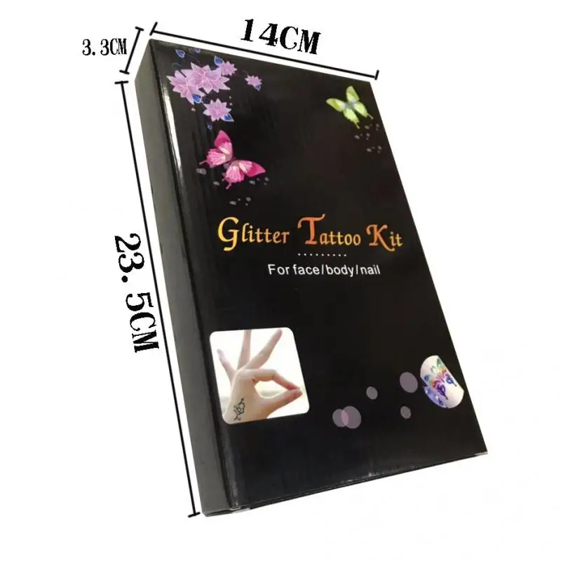 Professional Temporary Tattoos Kit 24 Color 125 Templates Diamond Glitter Flash Powder Kid Face Body Painting Art Tool Christmas | Красота и