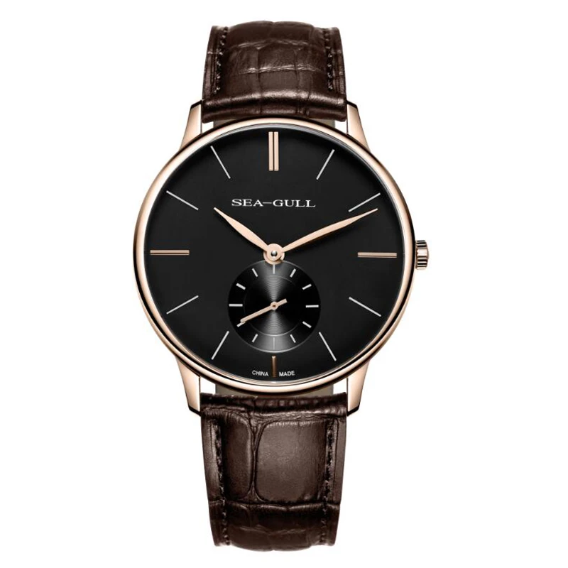 2020 seagull new men's mechanical watch thin and small three-hand manual mechanical watch belt sapphire men's watch 519.42.6020