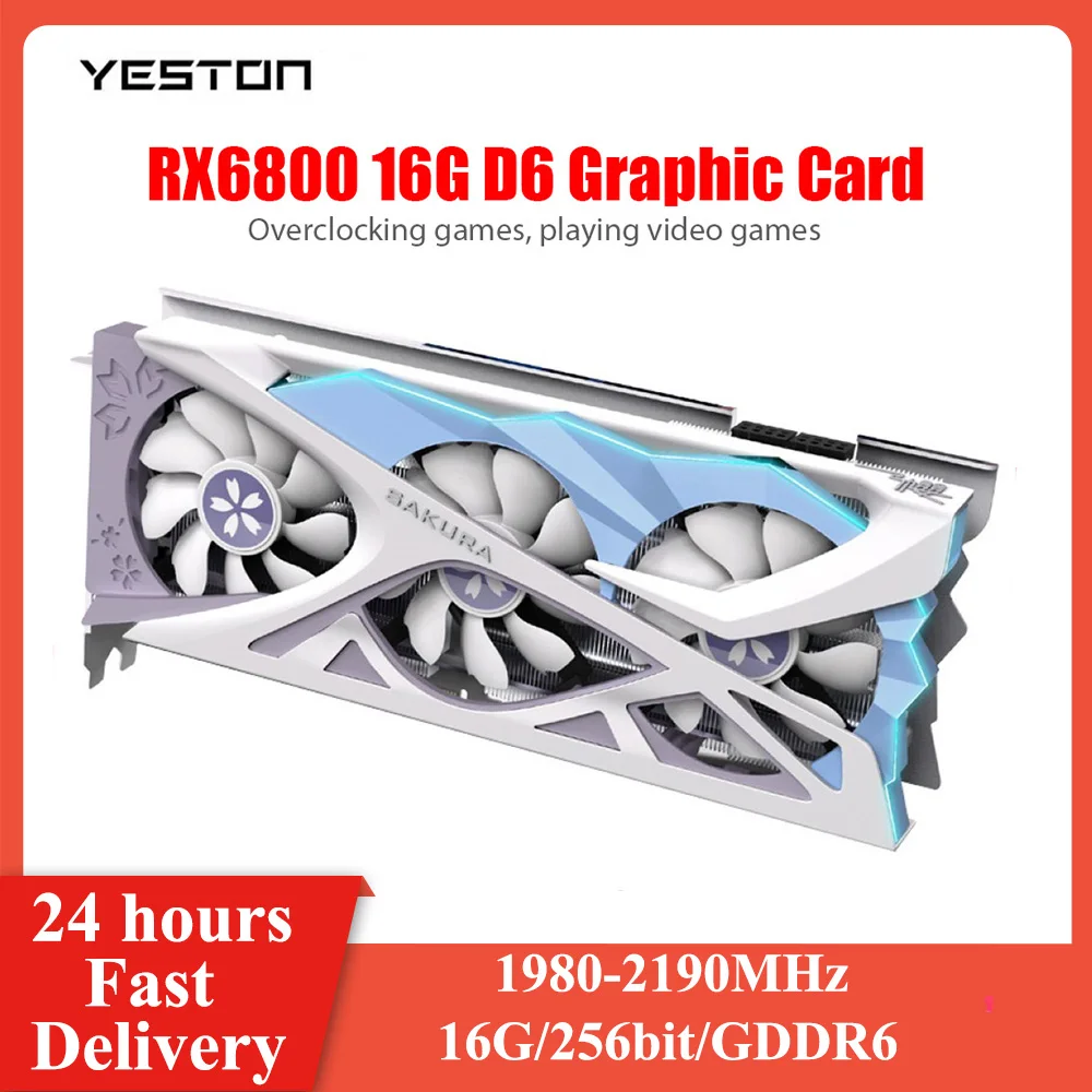 

Yeston RX6800 16G D6 Graphic Card 7nm 1980-2190MHz 16G/256bit/GDDR6 PCI-Express4.0 2*DP/YT7A Radiator+HDMI-Compatible Video Card