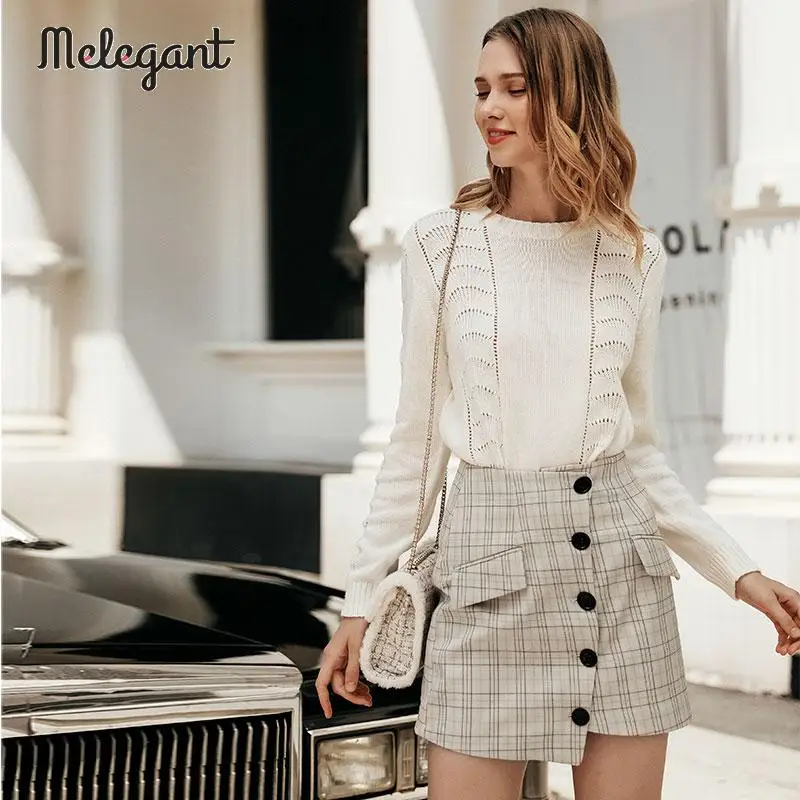 Женский комплект из блейзера и юбки mэлегантная юбка в клетку на пуговицах с
