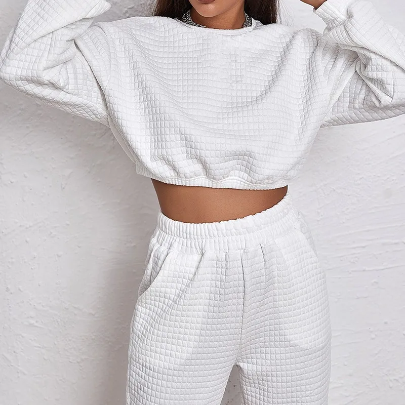 

2021 Women Hoodies And Sweatpants Casual Tracksuits Autumn Female Two Pieces Solid Long Sleeve Pullovers Sport Lounge Wear