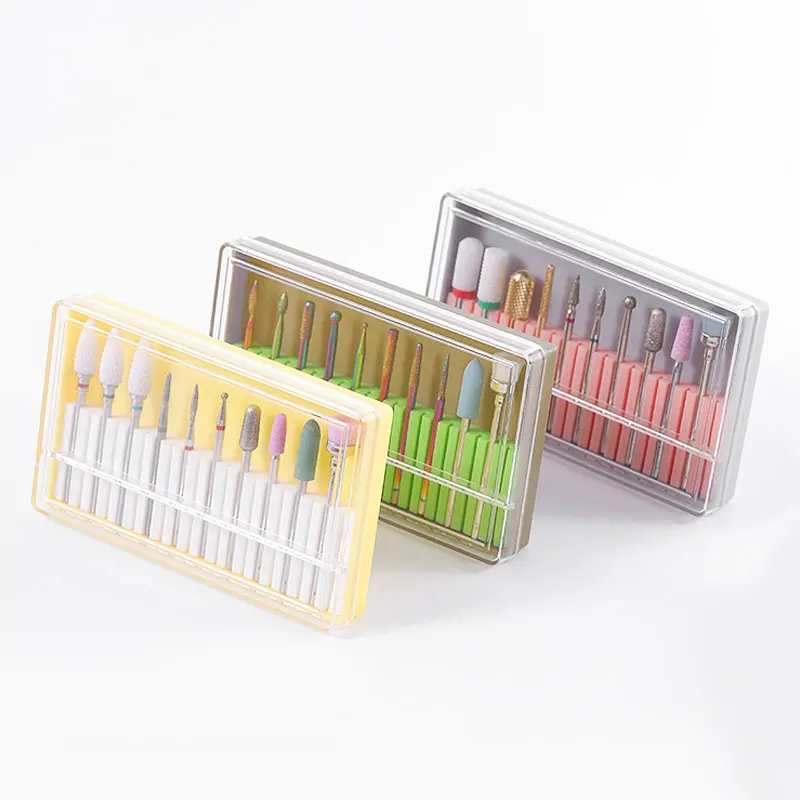 10 шт. Радужный карбид вольфрама/Керамические сверла для ногтей набор в коробке