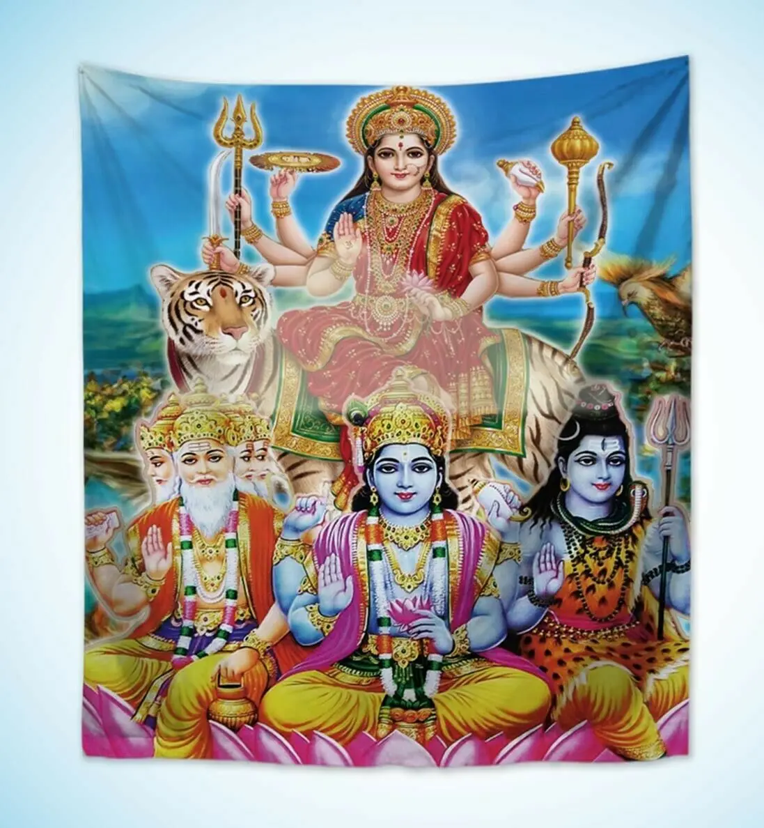 

Adi Parasakhti Durga Adi Shakthi Brahma Vishnu tapestry wall art