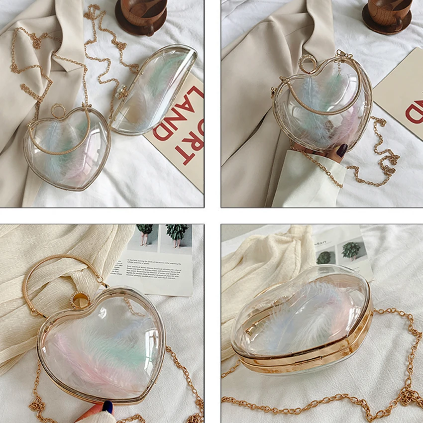 

TOYOOSKY Feminina Fashion Brand Cute Heart-shaped Acrylic Box Clutch Wallet Clear Women Handbag 2 style Mini Vintage Evening Bag