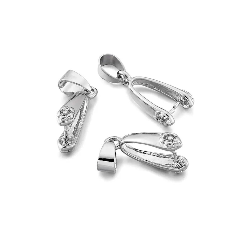 

Brass Pinch Bails With A Loop Ice Pick Platinum Color Pendant Clip Clasp Pendant Connectors Bail Beads DIY Jewelry Findings