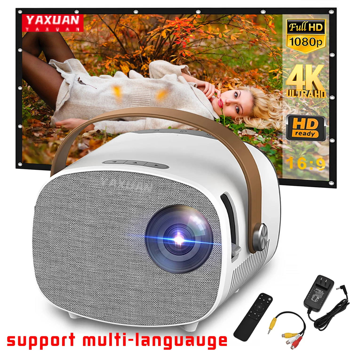 

Mini LED Portable Child Projector 100'' Display Screen Home Movies 1080P Supported HD Video For Bedroom/Home Kids Christmas Gift