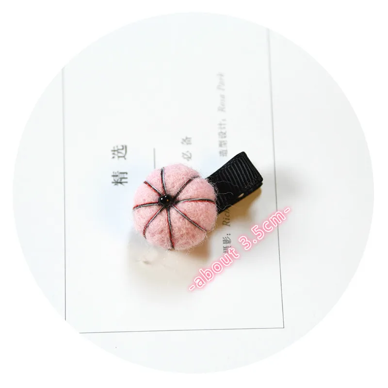 

New Girls Colors Nylon Pumpkin Mini Hair Clips Barrettes Children Cute Hairball Ornament Hairpins Kids Lovely Hair Accessories