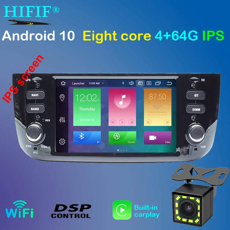 Автомобильный DVD-плеер на Android 10 с GPS для FIAT LINEA PUNTO EVO Авторадио стерео BT Wi-Fi