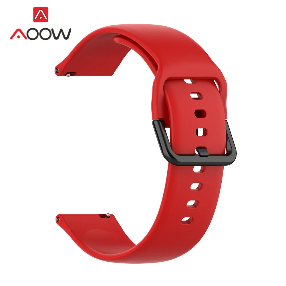 Red AOOW 20 мм ремни для samsung Galaxy Active 2 R830 R820 R500 Spor черный браслет с пряжкой ремешок для Galaxy Watch 42 мм gear S2 - Цвет ремешка: Red