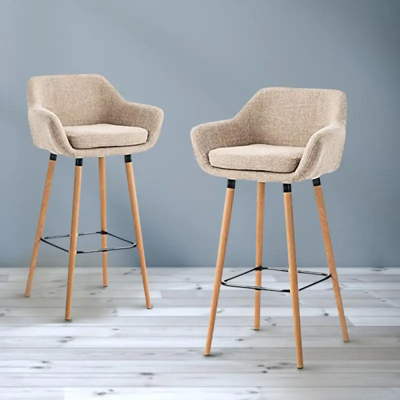 

2 PCS Dining Room Chairs Nordic Style Dining Chairs Set Furniture Cotton Linen Solid Wood Hotel Kitchen Restaurant Stools HWC